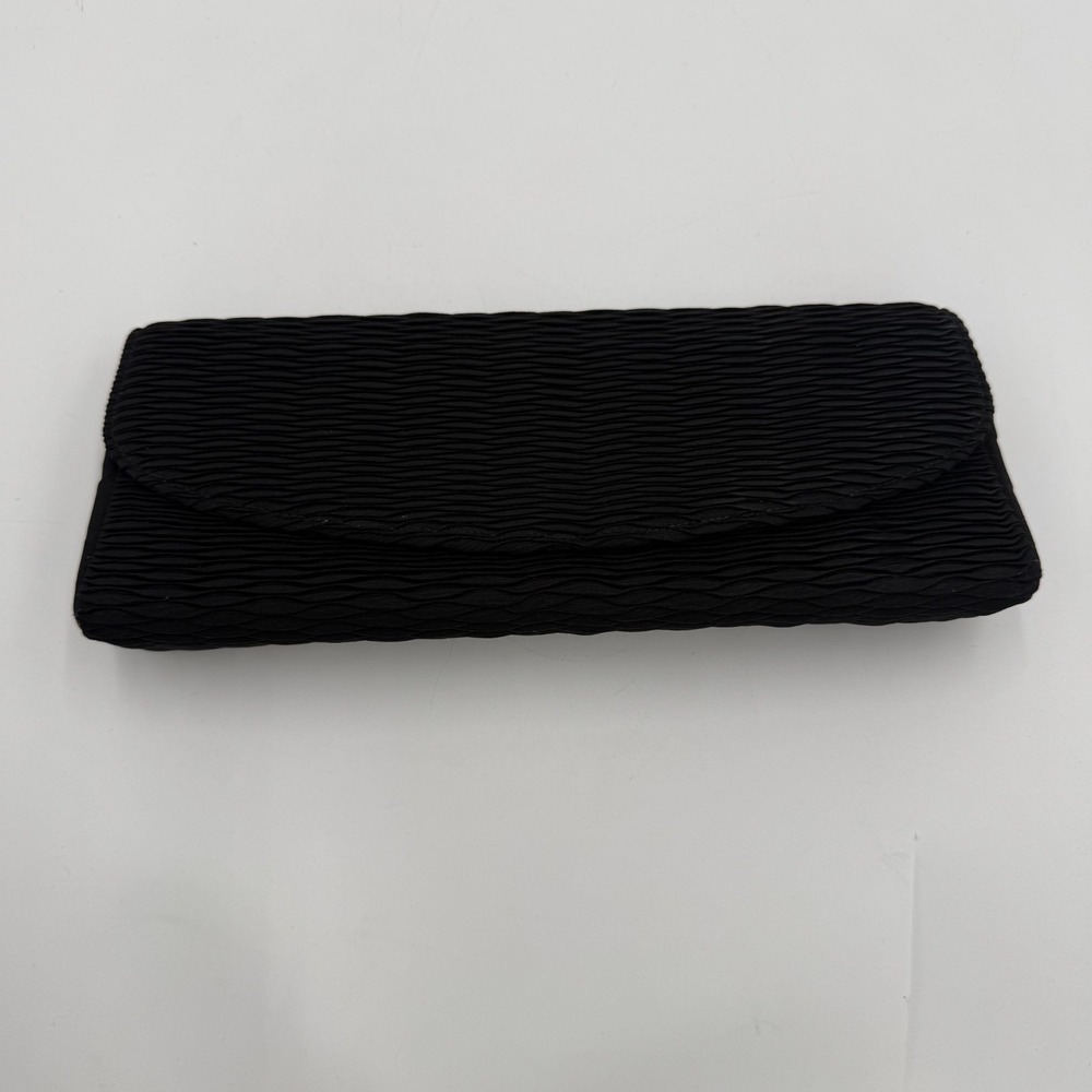 Vintage Garay Textured‎ Clutch Purse Women's Black Elegant Formal Snap Closure